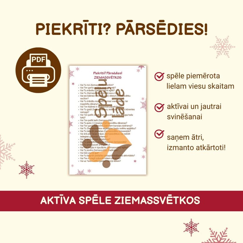 SPĒLE "PIEKRĪTI? PĀRSĒDIES!" ZIEMASSVĒTKIEM